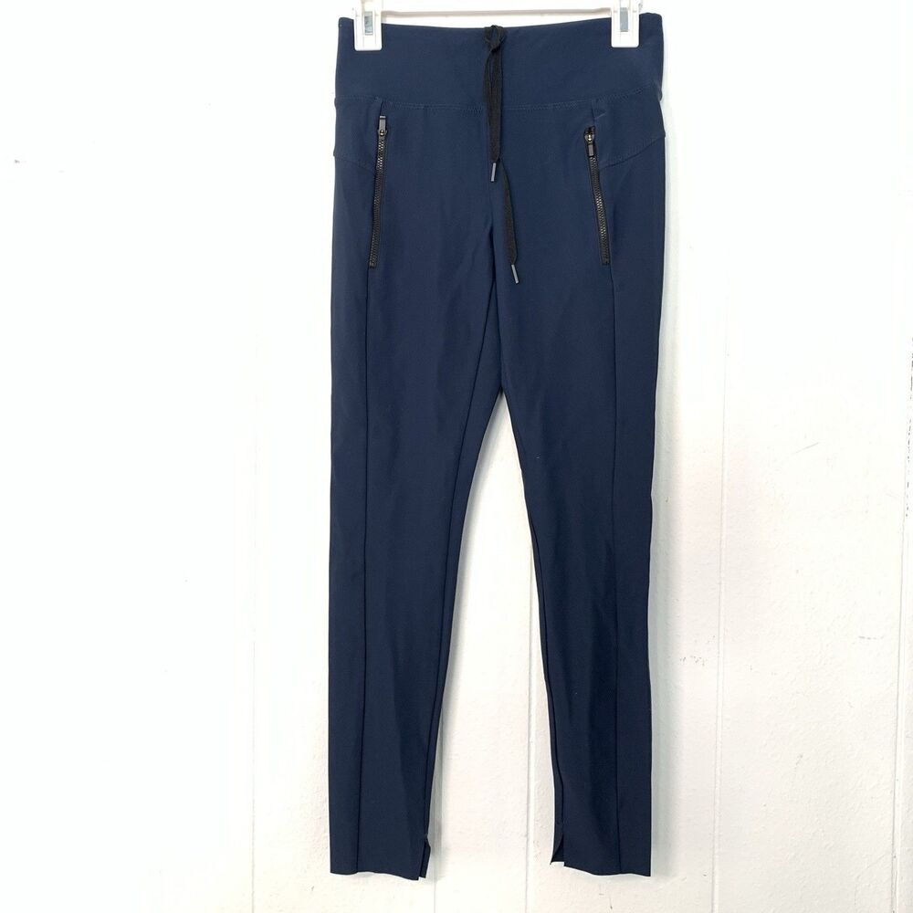 Athleta Stellar‎ Tight Womens XS Navy Blue High Rise Trouser Commute Zip Pockets